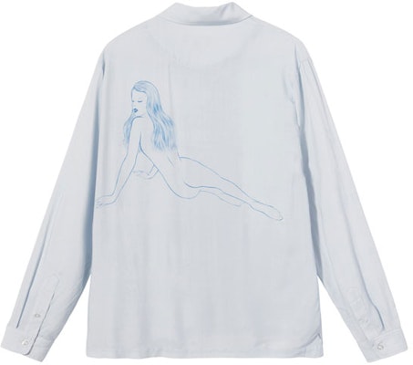 Stüssy Stussy Portrait Print Long Sleeve Vintage Shirt Unisex - Light Gray. Stussy-SS21-3 Lookbook Stüssy Stussy Portrait Print Long Sleeve Vintage Shirt Unisex - Light Gray. Stussy-SS21-3