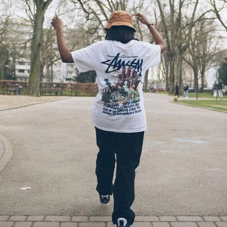 Stüssy Stussy Psychedelic Graphic Tee Retro Unisex Casual Short Sleeve T-Shirt. 1904663 圖 12