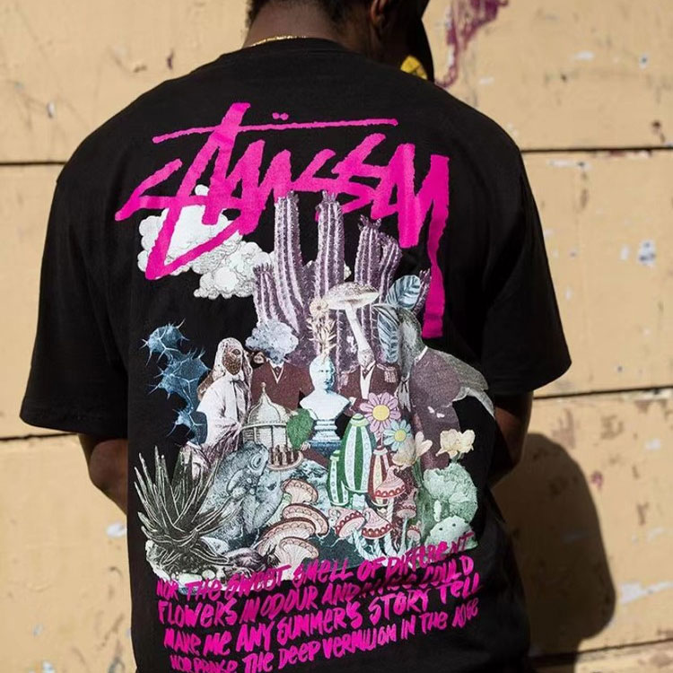 Stüssy Stussy Psychedelic Graphic Tee Retro Unisex Casual Short Sleeve T-Shirt. 1904663 圖 6