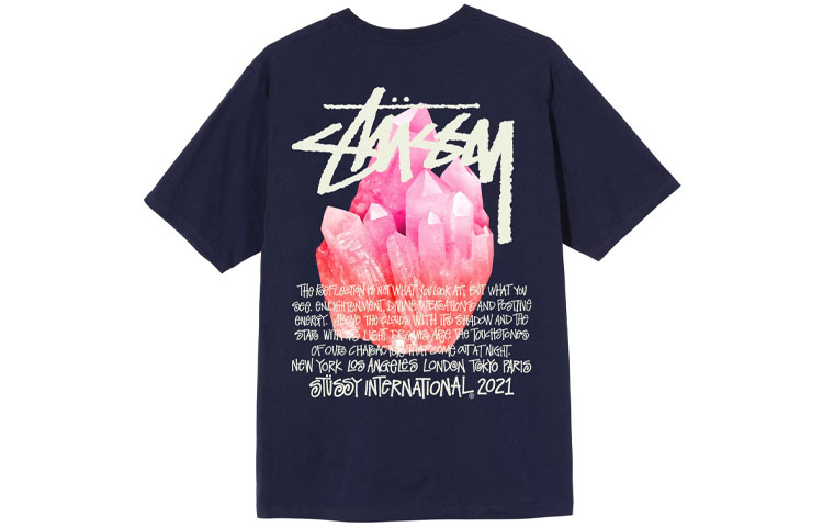 Sizing Stüssy Stussy Reflection Tee Pink Crystal Diamond Logo Vintage Unisex T-Shirt. 1904712