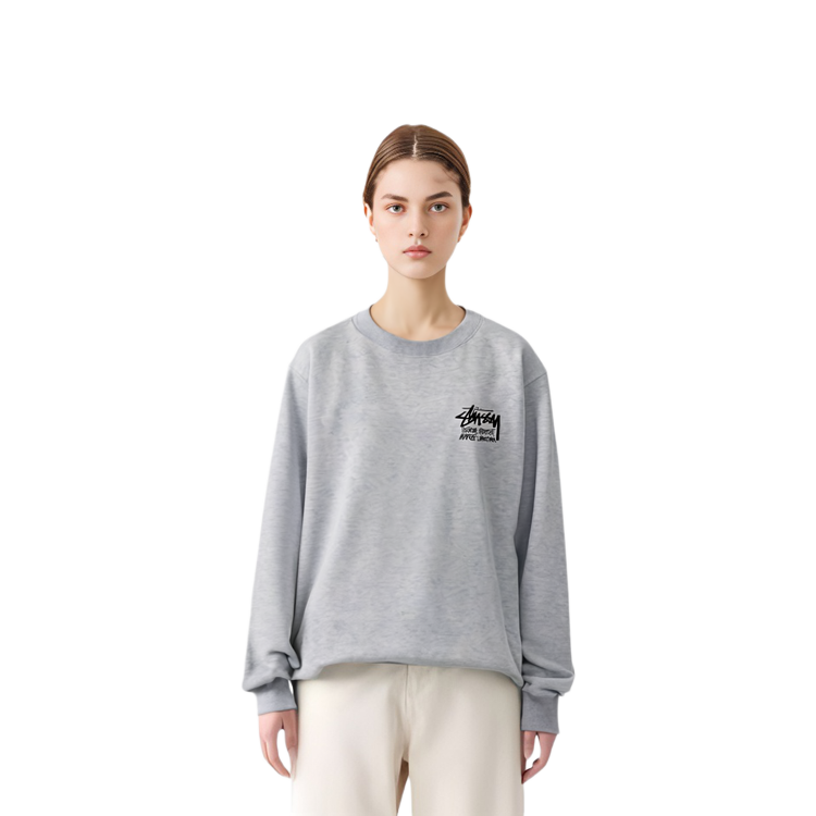 Stüssy Stussy Retro Letter Crewneck Sweatshirt Unisex Gray 3913613 圖 5