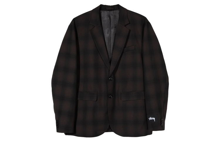 Stüssy Stussy Shadow Plaid Single-Breasted Long-Sleeve Vintage Coat Men 115522