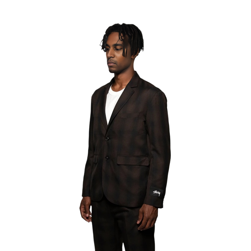 Stüssy Stussy Shadow Plaid Single-Breasted Long-Sleeve Vintage Coat Men 115522 圖 4