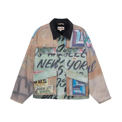 Stüssy Stussy Shop Jacket Alfonso Canvas Multi Graffiti Patchwork Retro Unisex Jacket. 115722
