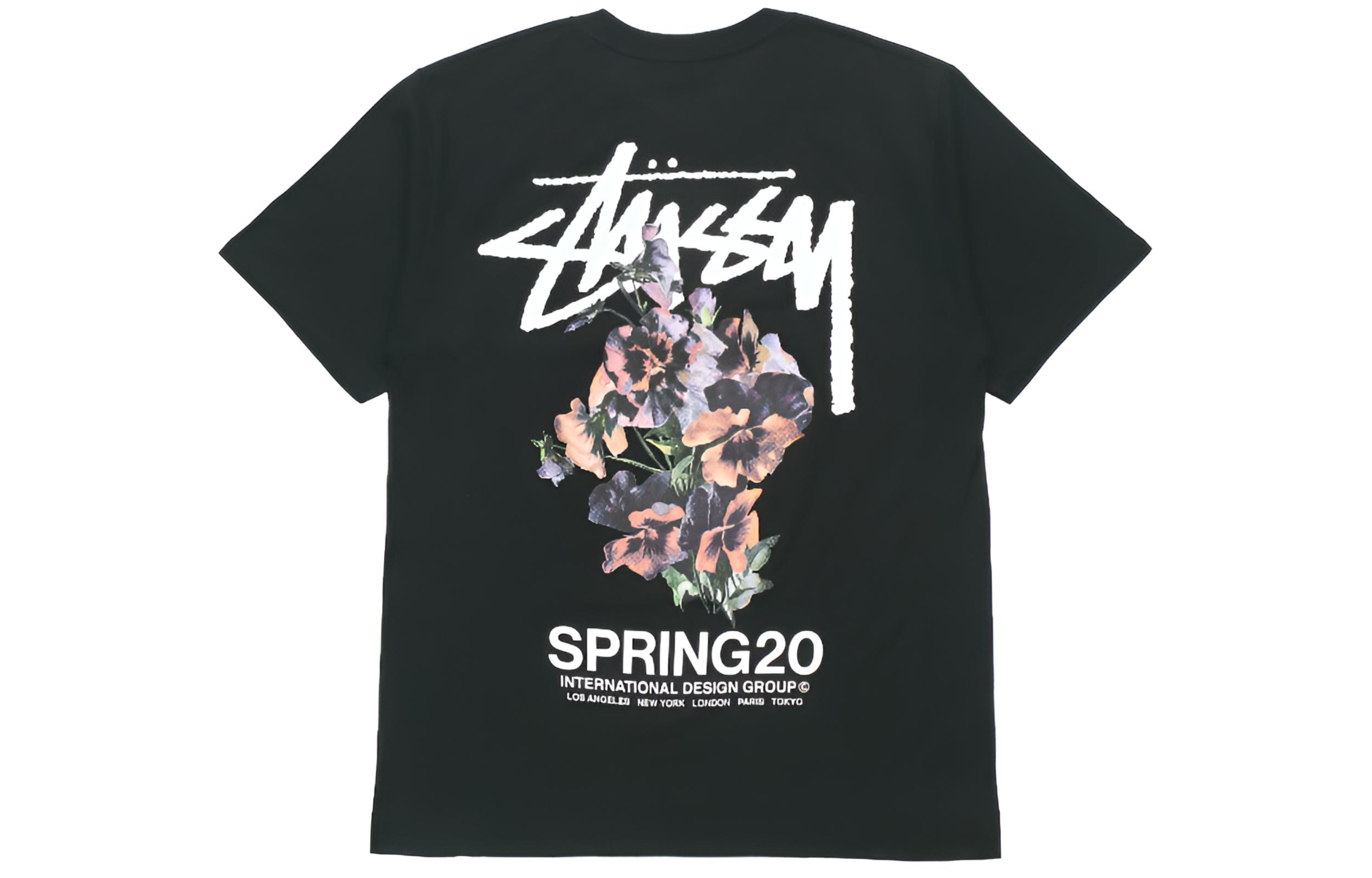 Stüssy Stussy SS20 Alphabet Bouquet Print T-Shirt Unisex Couples Black 1904565-BLK