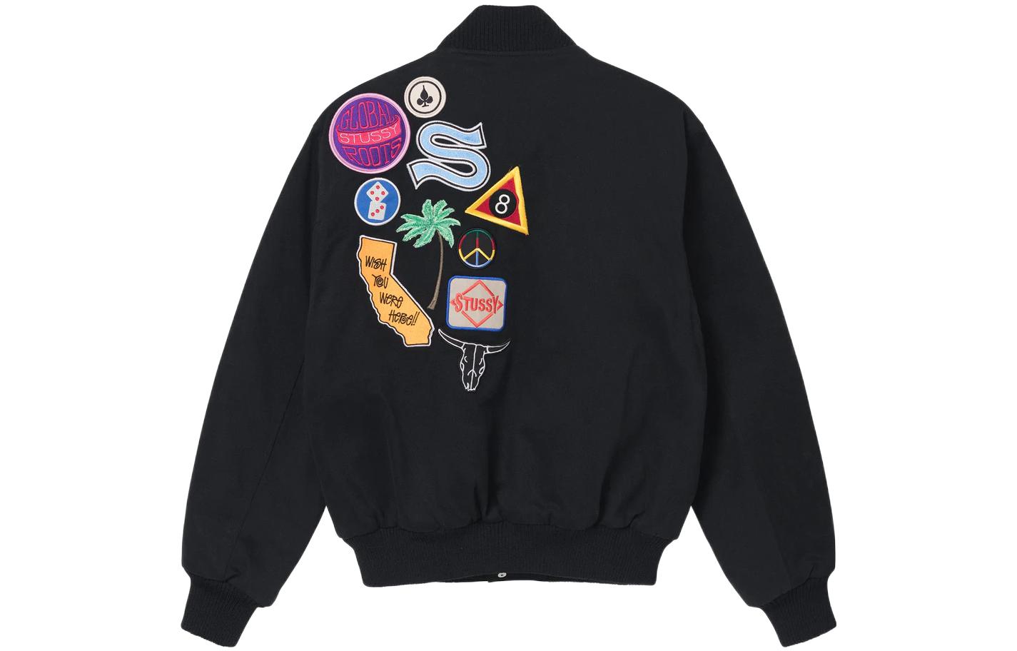 Stüssy Stussy SS22 Black Thick Letter Print Baseball Jacket  Long Sleeve 115658 圖 3