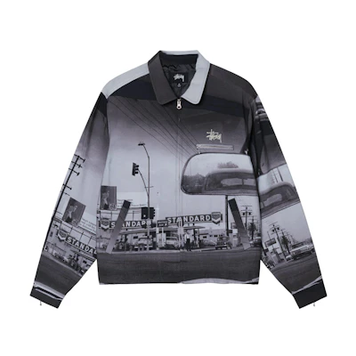 Stüssy Stussy SS22 Photo Print Zip American Vintage Jacket Unisex Black. 115648