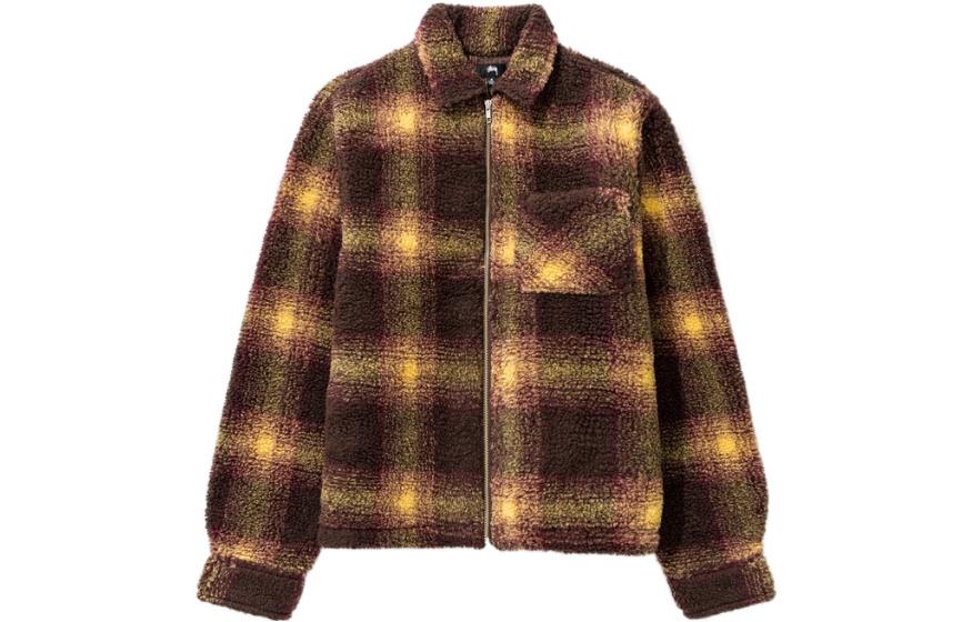 Stüssy Stussy SS22 Shadow Plaid Sherpa Zip Shirt Vintage Retro Streetwear Jacket Mens. 1110224