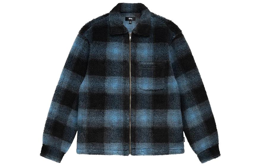 Stüssy Stussy SS22 Shadow Plaid Sherpa Zip Shirt Vintage Retro Streetwear Jacket Mens. 1110224 圖 14