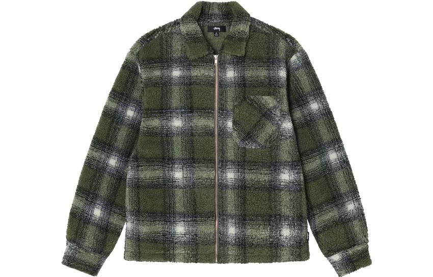 Stüssy Stussy SS22 Shadow Plaid Sherpa Zip Shirt Vintage Retro Streetwear Jacket Mens. 1110224 圖 16