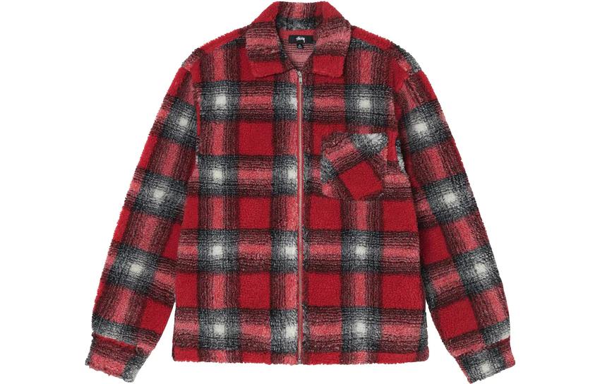 Stüssy Stussy SS22 Shadow Plaid Sherpa Zip Shirt Vintage Retro Streetwear Jacket Mens. 1110224 圖 18