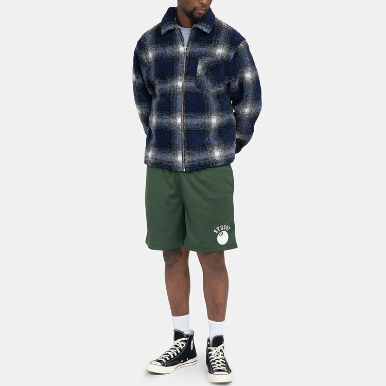 Stüssy Stussy SS22 Shadow Plaid Sherpa Zip Shirt Vintage Retro Streetwear Jacket Mens. 1110224 圖 4