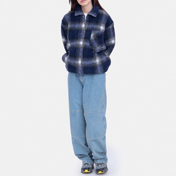 Stüssy Stussy SS22 Shadow Plaid Sherpa Zip Shirt Vintage Retro Streetwear Jacket Mens. 1110224 圖 7