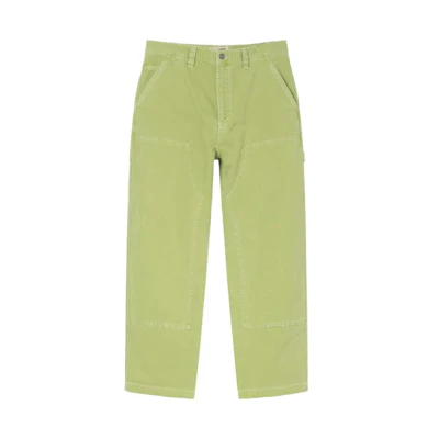 Stüssy Stussy SS22 Stone Washed Canvas Work Pant Green - Unisex Vintage Straight Jeans. 116541