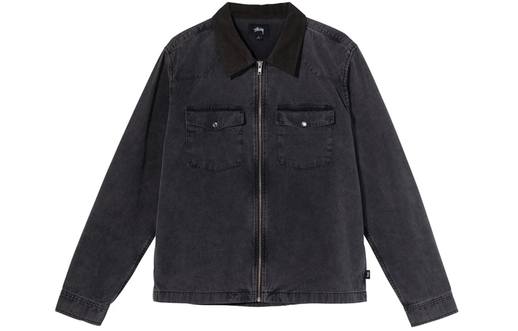 Stüssy Stussy SS22 Washed Canvas Denim Work Shirt Unisex Retro Long Sleeve Casual Shirt 1110129 圖 2