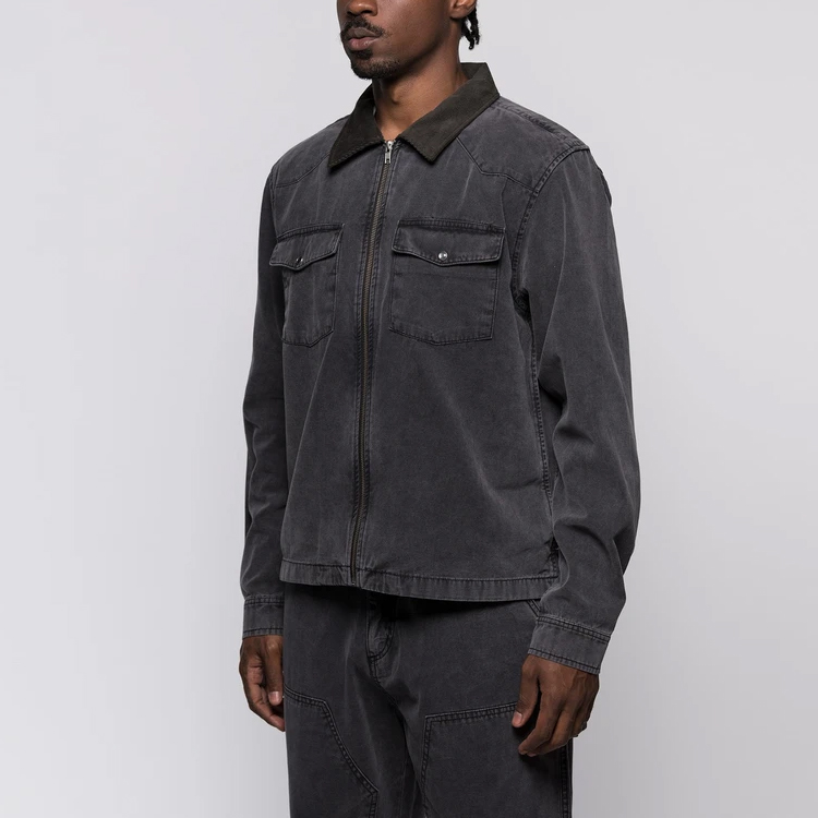 Stüssy Stussy SS22 Washed Canvas Denim Work Shirt Unisex Retro Long Sleeve Casual Shirt 1110129 圖 4