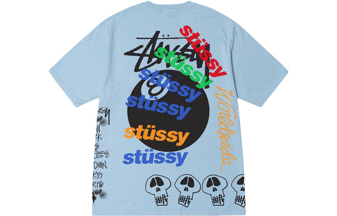 Order Stüssy SS23 Kaos Hitam 8 Ball Logo Vintage Loose Fit Unisex Koleksi Musim Panas. 1904915