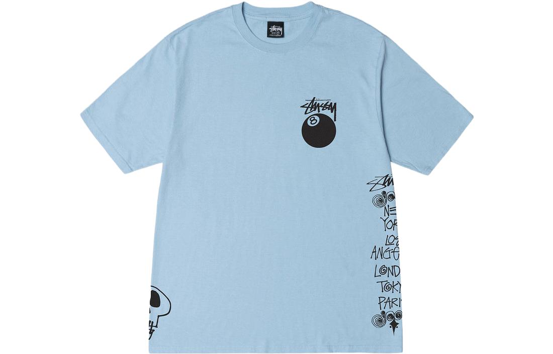 Lookbook Stüssy SS23 Kaos Hitam 8 Ball Logo Vintage Loose Fit Unisex Koleksi Musim Panas. 1904915