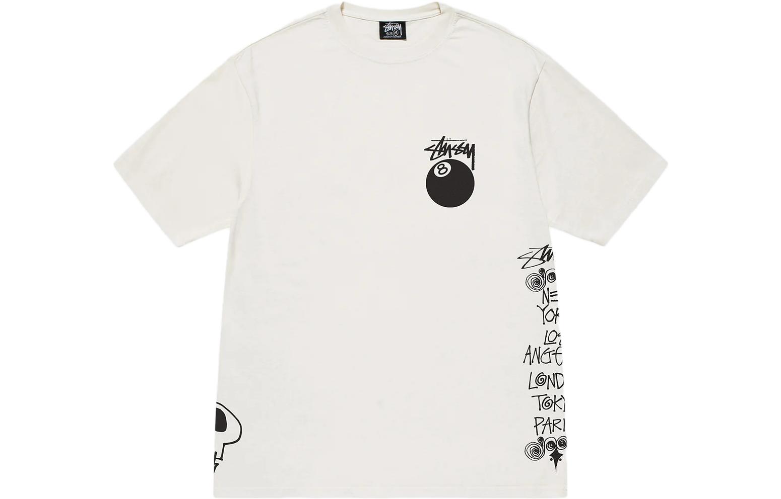 Sizing Stüssy SS23 Kaos Hitam 8 Ball Logo Vintage Loose Fit Unisex Koleksi Musim Panas. 1904915
