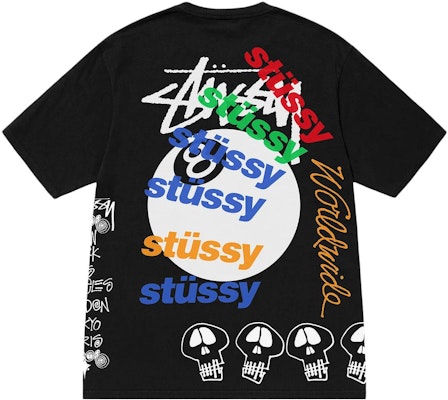 Stüssy SS23 Kaos Hitam 8 Ball Logo Vintage Loose Fit Unisex Koleksi Musim Panas. 1904915 Cheap Stüssy SS23 Kaos Hitam 8 Ball Logo Vintage Loose Fit Unisex Koleksi Musim Panas. 1904915