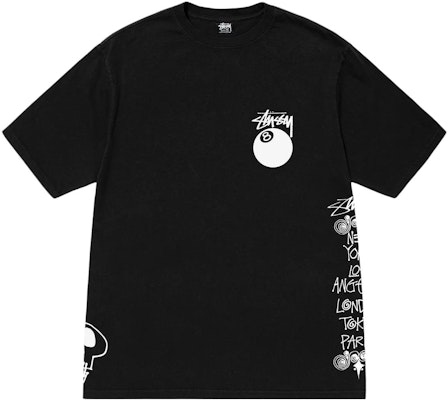 Stüssy SS23 Kaos Hitam 8 Ball Logo Vintage Loose Fit Unisex Koleksi Musim Panas. 1904915 1