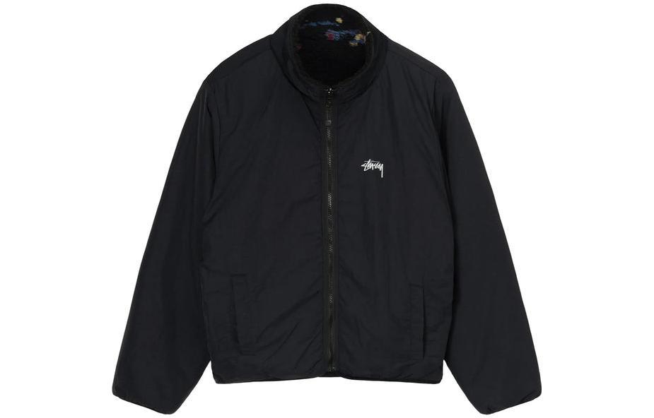 Shop Stüssy SS23 Cosmos Jaket Hitam Boleh Balik - Corak Bintang Gaya Vintage Unisex. 118514