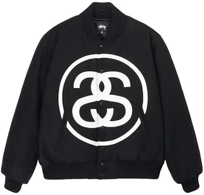 Stüssy SS23 双S标志复古棒球轰炸夹克黑色男女款. 115710 Buy Stüssy SS23 双S标志复古棒球轰炸夹克黑色男女款. 115710