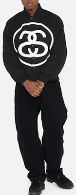 Stüssy SS23 双S标志复古棒球轰炸夹克黑色男女款. 115710 Purchase Stüssy SS23 双S标志复古棒球轰炸夹克黑色男女款. 115710