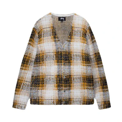 Stüssy Stussy SS23 Hairy Plaid Cardigan Vintage V-Neck Knitwear Unisex. 117169
