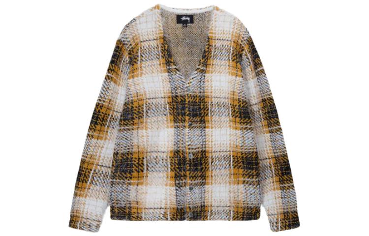 Stüssy Stussy SS23 Hairy Plaid Cardigan Vintage V-Neck Knitwear Unisex. 117169 圖 2