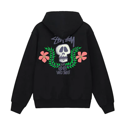 Stüssy Stussy SS23 Vintage Skull Floral Zip-Up Hoodie Unisex Summer Collection. 1974904