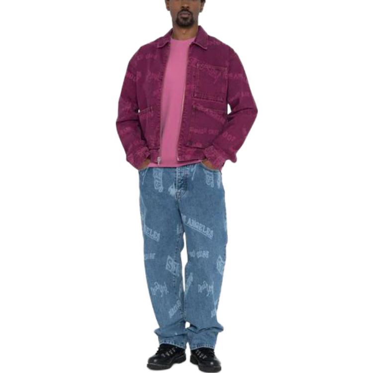 Stüssy Stussy SS23 Worldwide Zip Work Jacket Letter Print Denim Jacket Unisex. 115700 圖 9