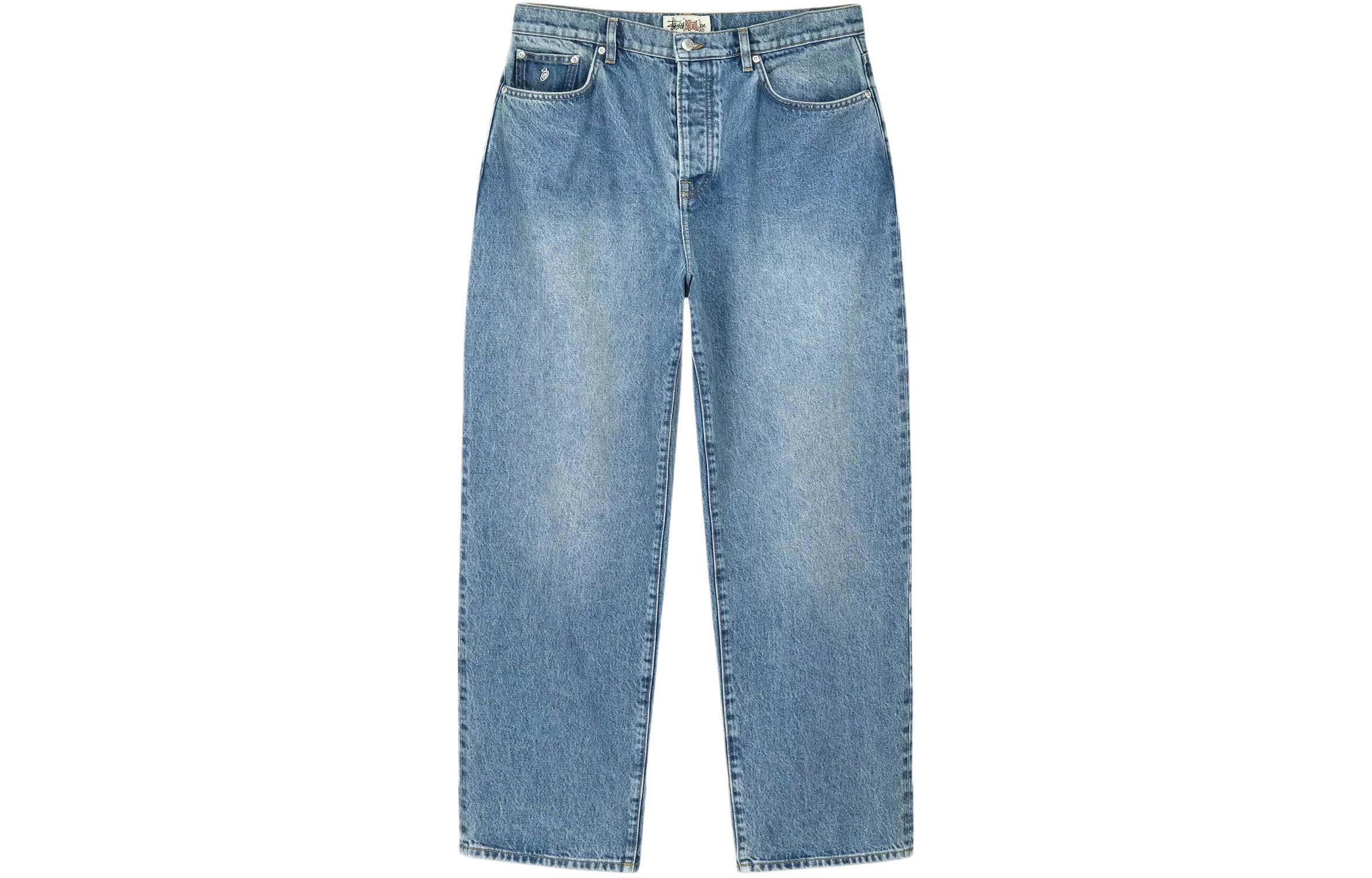 Stüssy Stussy SS24 Big Ol' Jean Stonewashed Leather Suede Patch Retro Pants Unisex 116651 圖 2