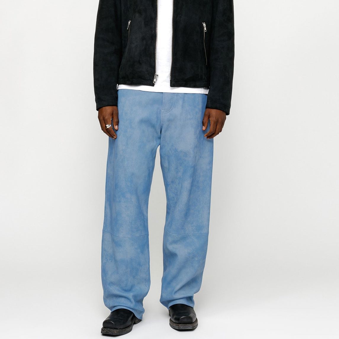 Stüssy Stussy SS24 Big Ol' Jean Stonewashed Leather Suede Patch Retro Pants Unisex 116651 圖 4