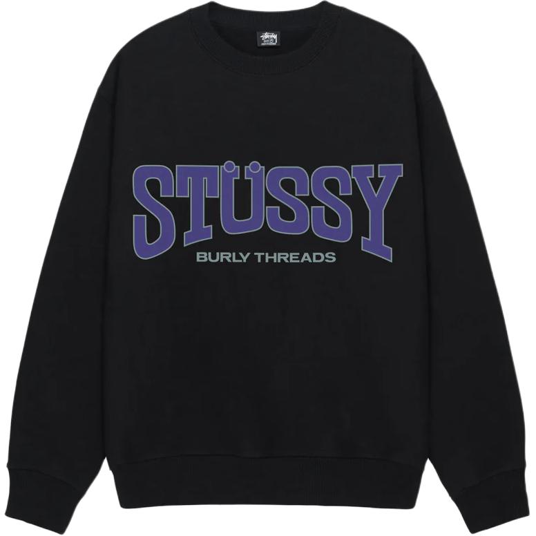 Stüssy Stussy SS24 Burly Threads Crew Logo Print Relaxed Fit Retro Sweatshirt Unisex. 1915027