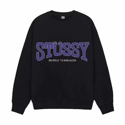 Stüssy Stussy SS24 Burly Threads Crew Logo Print Relaxed Fit Retro Sweatshirt Unisex. 1915027