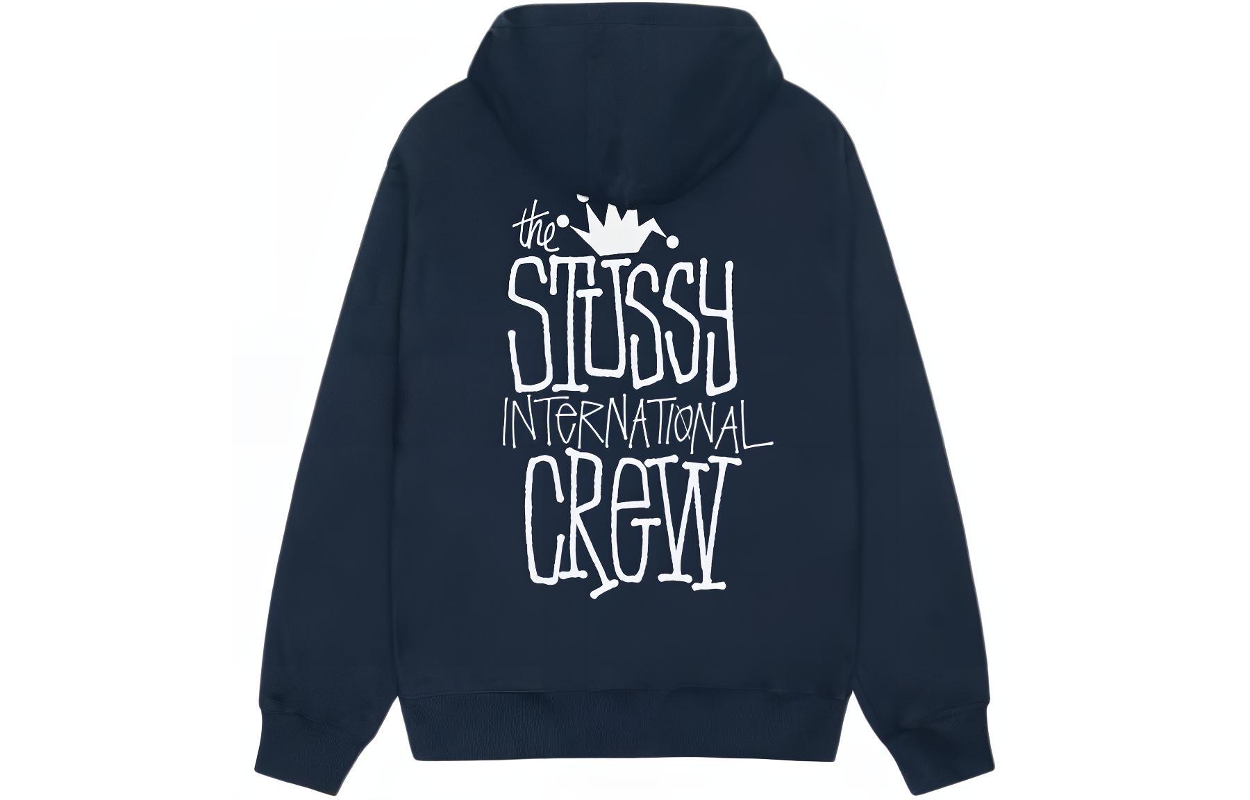 Stüssy Stussy SS24 Crown Logo Print Loose Fit Fleece Pullover Hoodie Unisex Retro Style 1925043