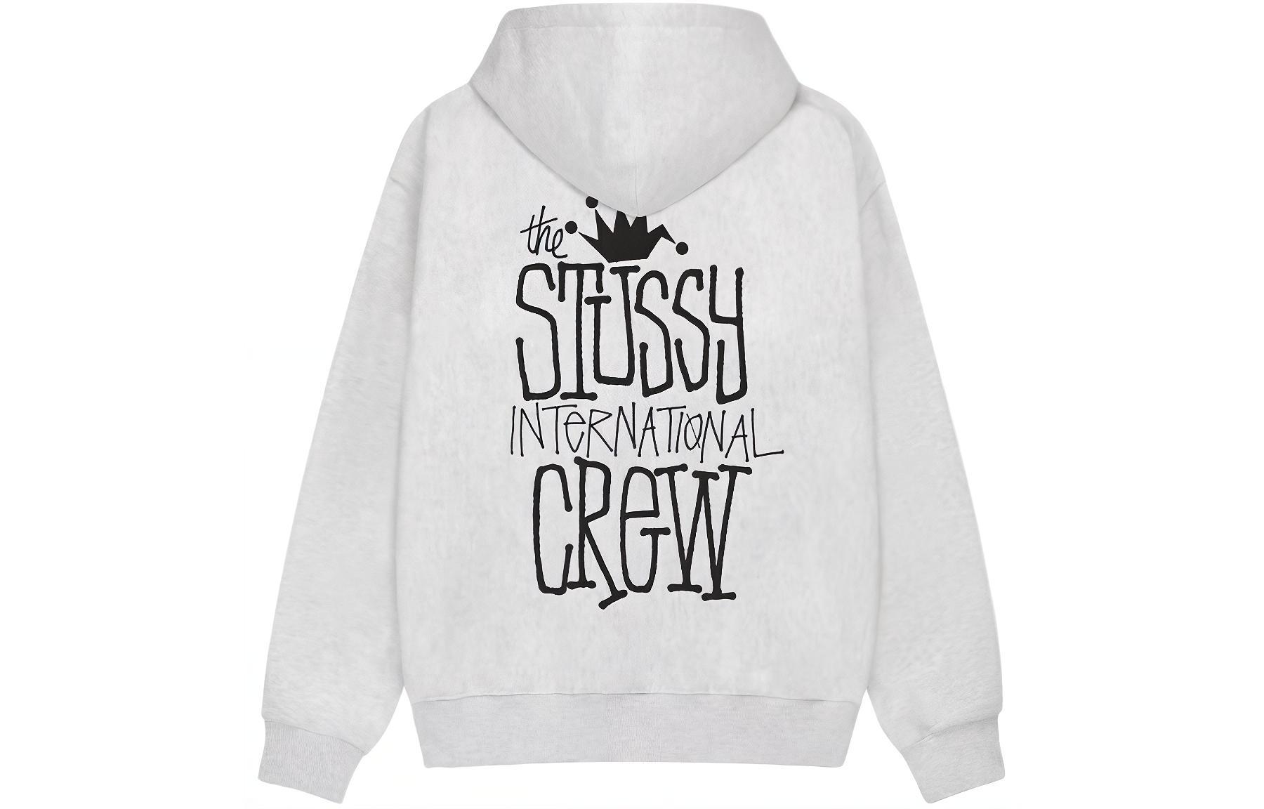 Order Stüssy SS24 皇冠標誌印花寬鬆版復古風羊毛連帽上衣 男女適穿 1925043