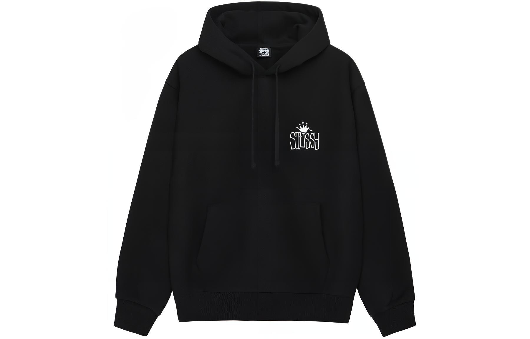 Purchase Stüssy SS24 皇冠標誌印花寬鬆版復古風羊毛連帽上衣 男女適穿 1925043