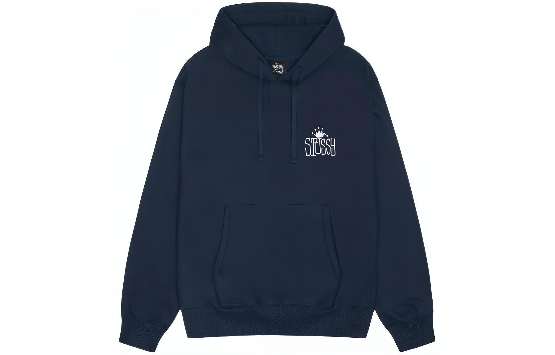 Sizing Stüssy SS24 皇冠標誌印花寬鬆版復古風羊毛連帽上衣 男女適穿 1925043