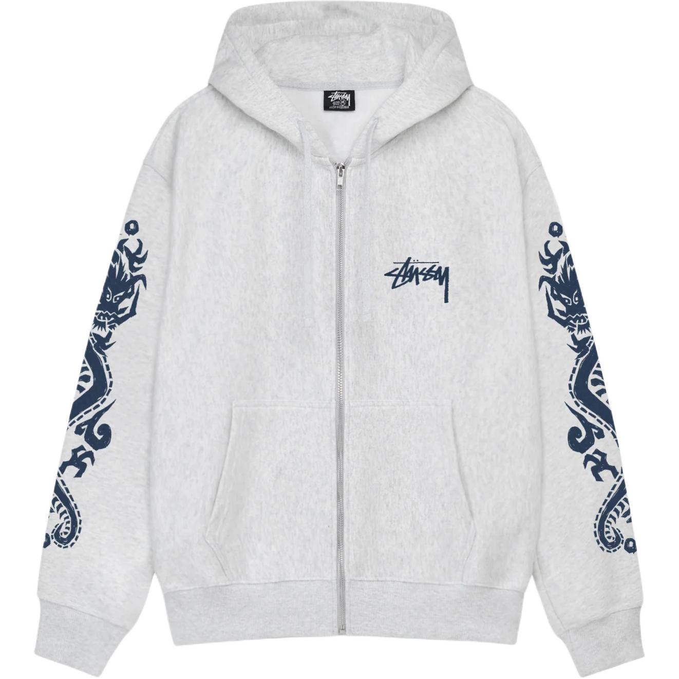 Stüssy Stussy SS24 Dragons Zip Hoodie Summer Retro Fleece Unisex Kangaroo Pocket Hoodie 1975031 圖 6