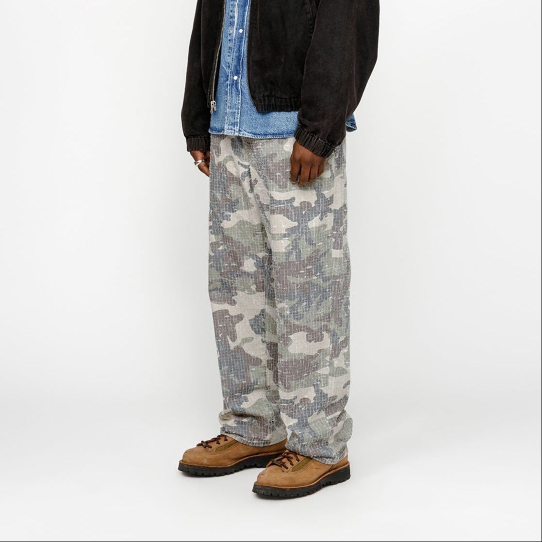 Purchase Stüssy Stussy SS24 Drop2 Washed Straight Jeans with Rivets and Embroidery Forest Camo Unisex. 116666