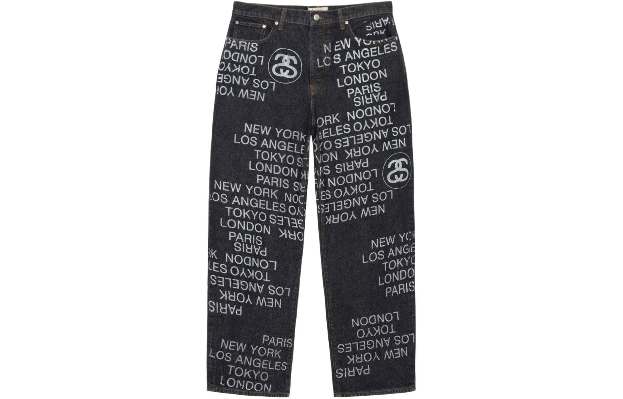 Stüssy Stussy SS24 Drop 2 Suede Logo Embroidered Vintage Print Denim Jeans Unisex. 116657