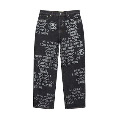 Stüssy Stussy SS24 Drop 2 Suede Logo Embroidered Vintage Print Denim Jeans Unisex. 116657