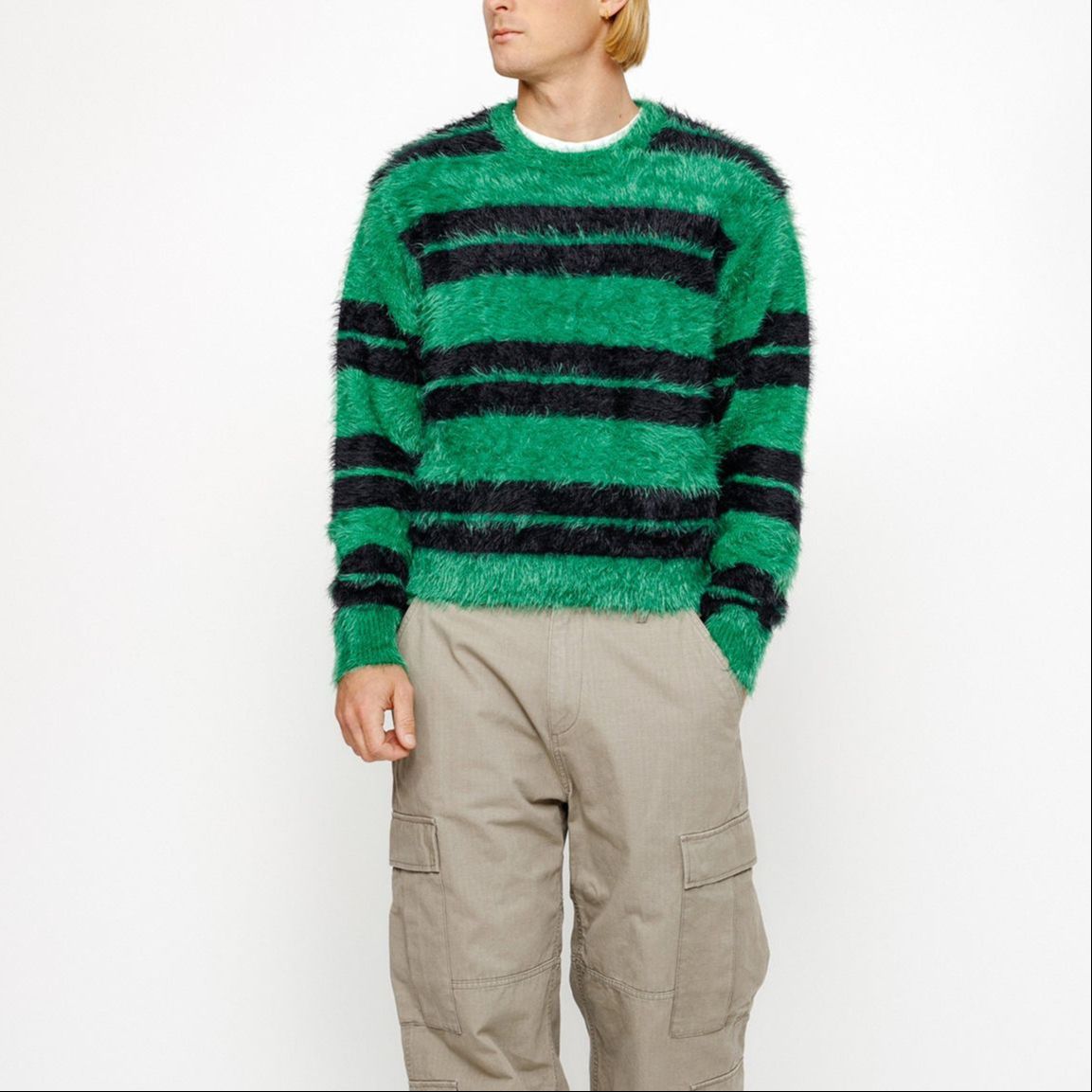 Stüssy Stussy SS24 Fuzzy Striped Crewneck Vintage Sweater Unisex. 117229 圖 4