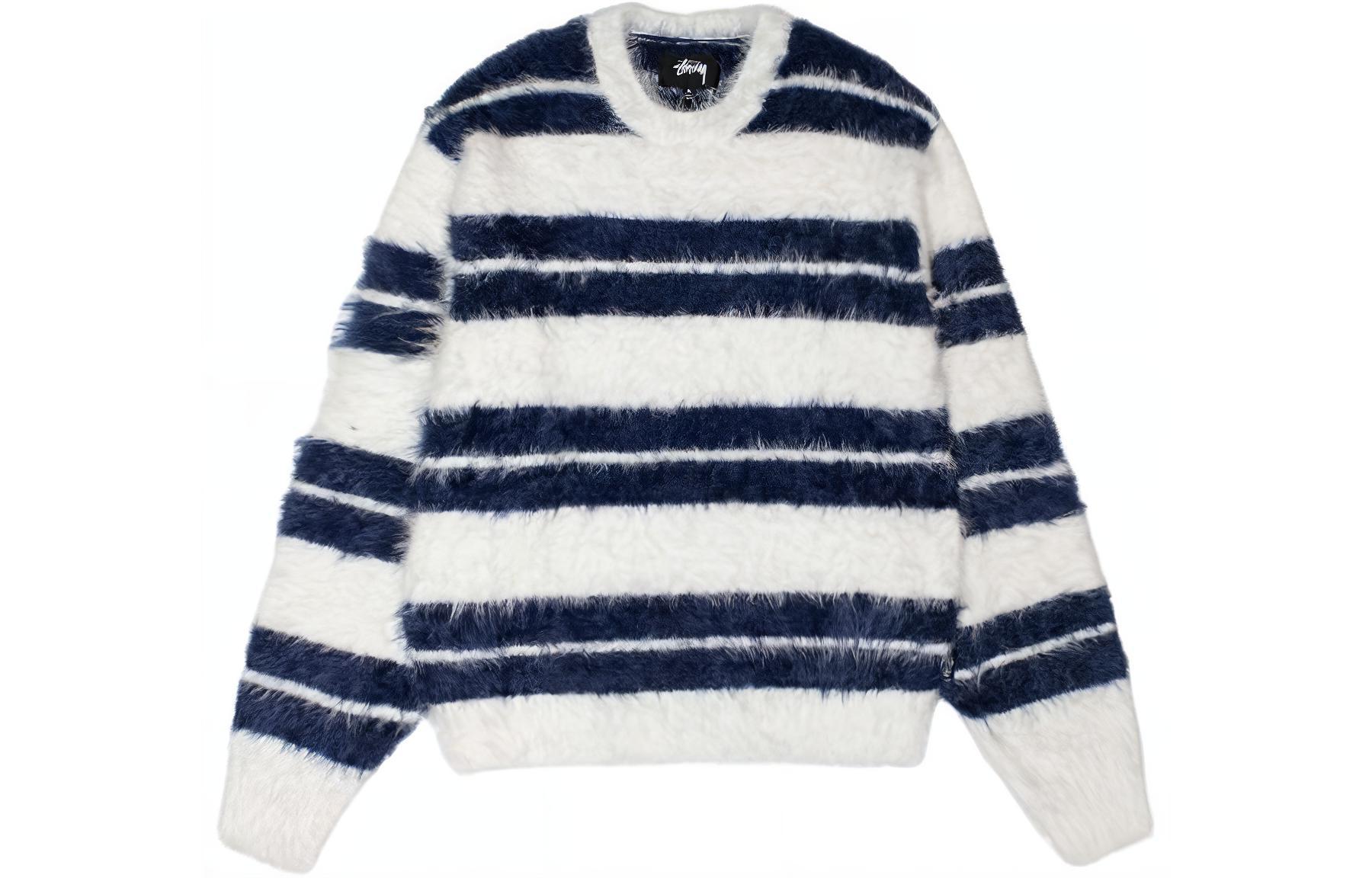 Stüssy Stussy SS24 Fuzzy Striped Crewneck Vintage Sweater Unisex. 117229 圖 7