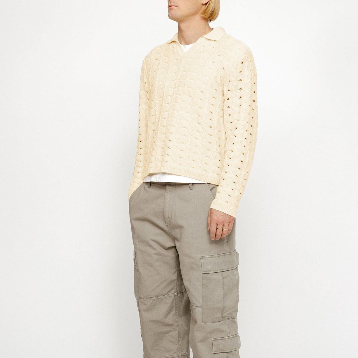 Stüssy Stussy SS24 Open Knit Collared Sweater  Vintage Style Knit Pullover. 117235 圖 6