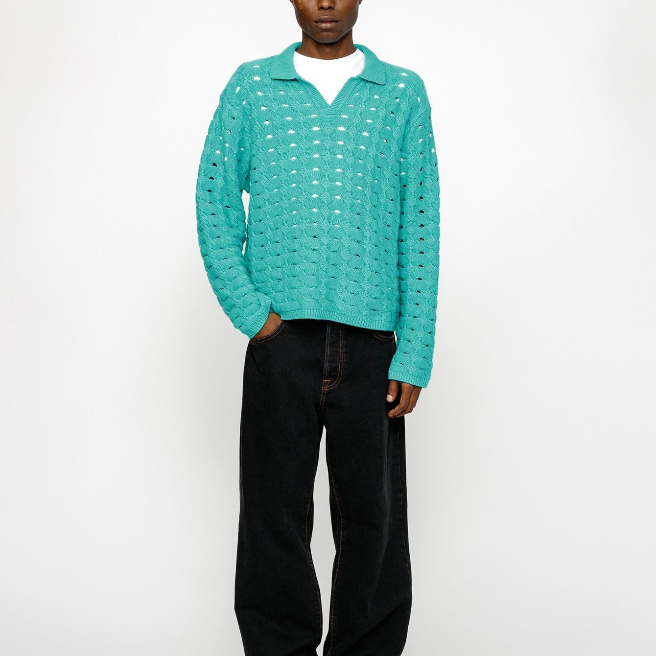 Stüssy Stussy SS24 Open Knit Collared Sweater  Vintage Style Knit Pullover. 117235 圖 9