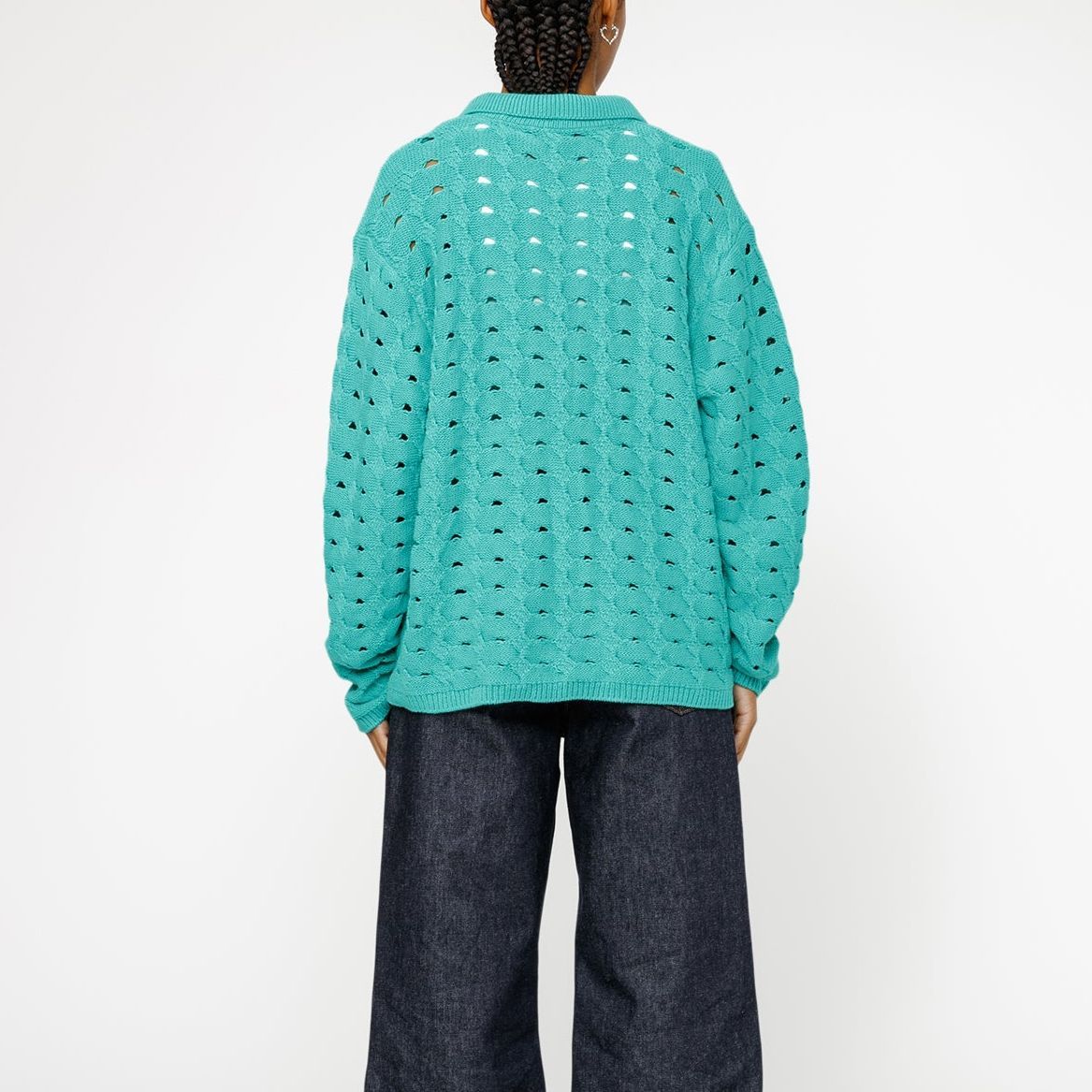 Stüssy Stussy SS24 Open Knit Collared Sweater  Vintage Style Knit Pullover. 117235 圖 10