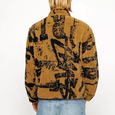 Stüssy Stussy Jaket Fleece Retro SS24 dengan Cetak Huruf, Lengan Panjang Unisex. 118545 6